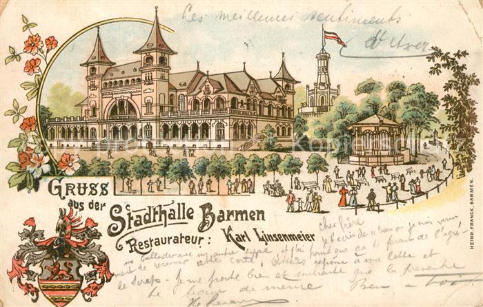Barmen Wuppertal Stadthalle Wappen Deutsche Reichspost Litho