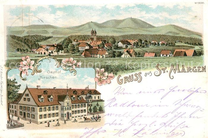 St Maergen Totalansicht Gasthof Schwarzwald Deutsche Reichspost Litho