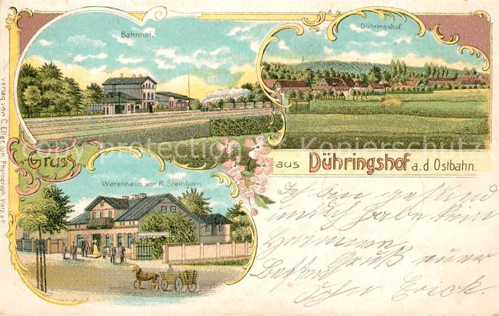 Duehringshof Panorama Bahnhof Warenhaus Litho