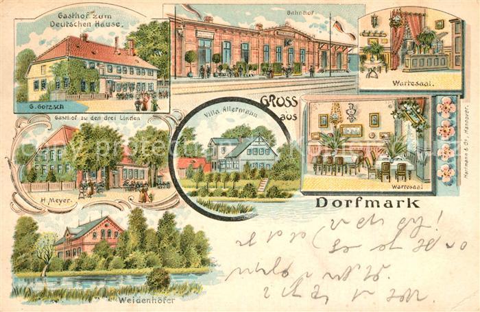 Dorfmark Gasthof Bahnhof Villa Wiedenhoefer Litho
