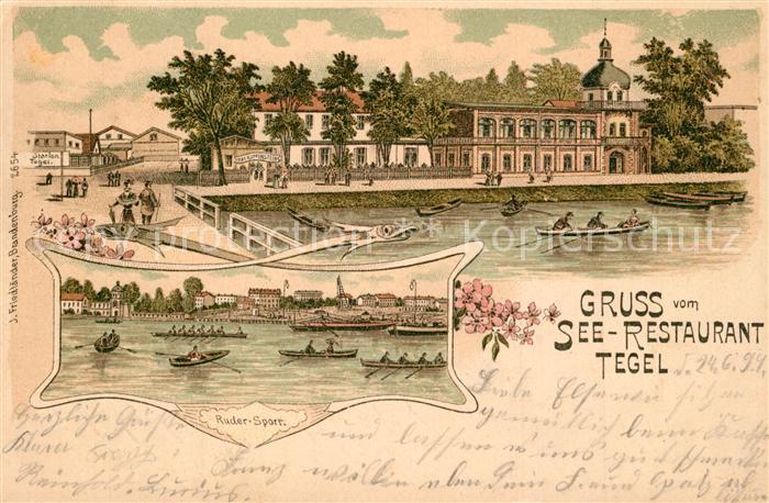 Tegel Seerestaurant Rudersport Deutsche Reichspost Litho