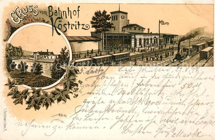 Koestritz Bad Bahnhof Deutsche Reichspost Litho