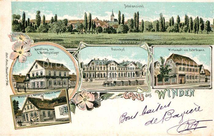 Winden Pfalz Handlung Wollenschlaeger Bahnhof Wirtschaft Dewein Litho