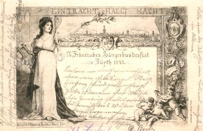Fuerth Bayern Fraenkisches Saengerbundesfest Kuenstlerkarte