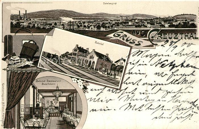 Kreuztal Westfalen Totalansicht Bahnhof Restaurant Deutsche Reichspost Litho