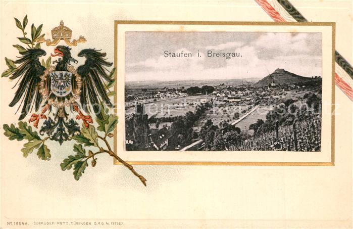 Staufen Breisgau Panorama mit Blick zur Burg Wappen