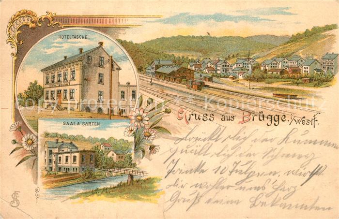 Bruegge Luedenscheid Bahnhof Eisenbahn Hotel Saal Garten Deutsche Reichspost Lit