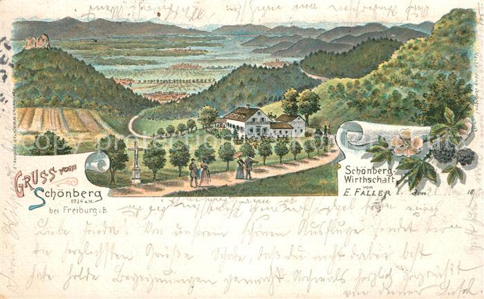 Freiburg Breisgau Schoenberg Wirtschaft Schwarzwald Litho