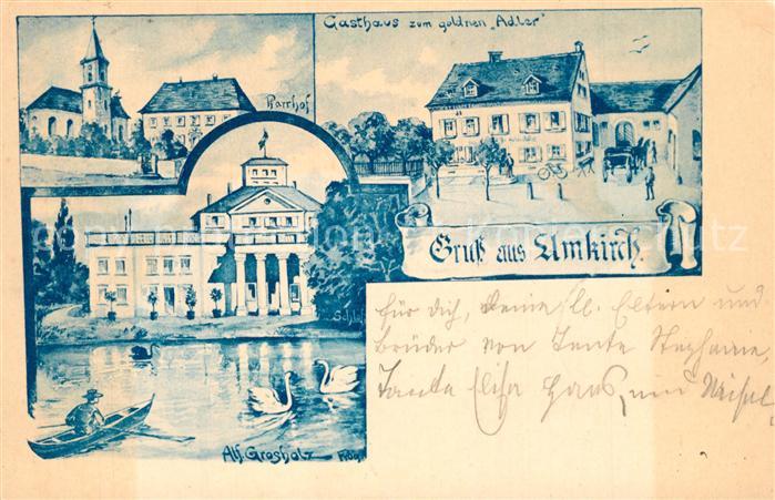 Umkirch Kirche Gasthaus Pfarrhof Schloss Schwanenteich Kuenstlerkarte