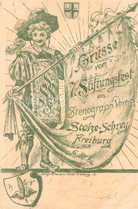Freiburg Breisgau 7. Stiftungsfest Stenographieverein Stolze Schrey Kuenstlerkar