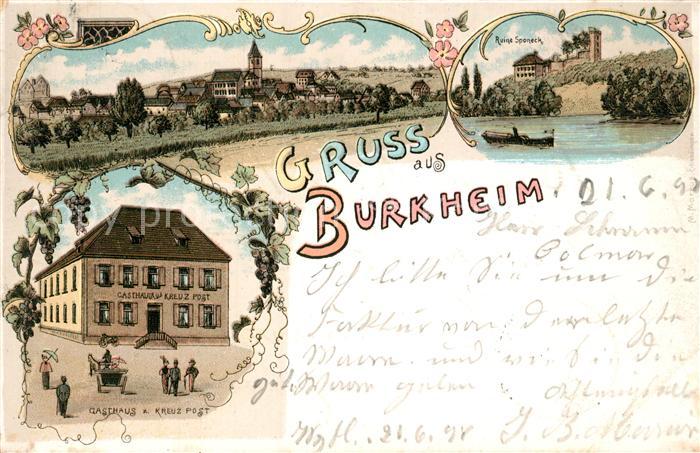 Burkheim Kaiserstuhl Ansicht mit Kirche Burgruine Sponeck Gasthaus Deutsche Reic