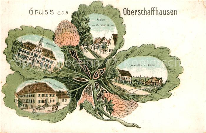 Oberschaffhausen Schulhaus Gasthaus Kleeblatt Litho