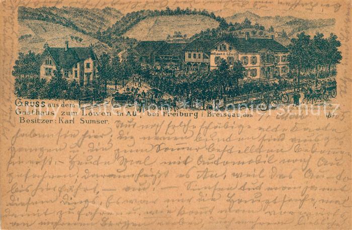 Au Breisgau Gasthaus zum Loewen Deutsche Reichspost Litho