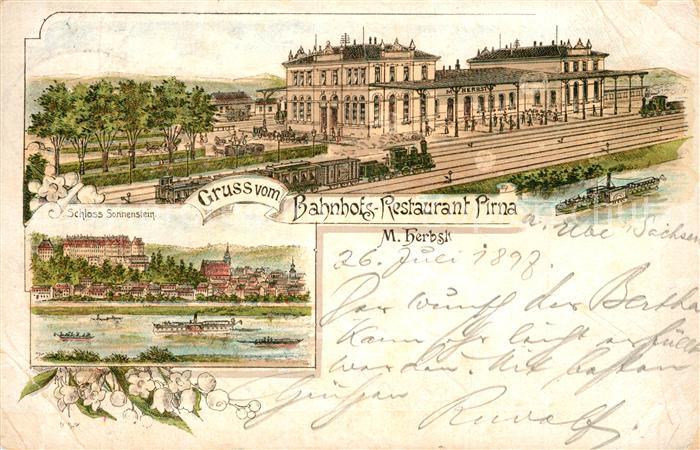 Pirna Elbe Sachsen Bahnhof Restaurant Eisenbahn Schloss Sonnenstein Deutsche Re