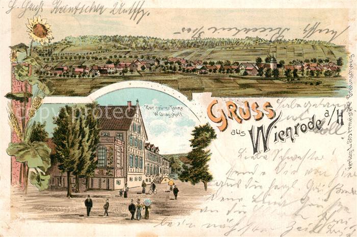 Wienrode Totalansicht Gasthof Deutsche Reichspost Litho