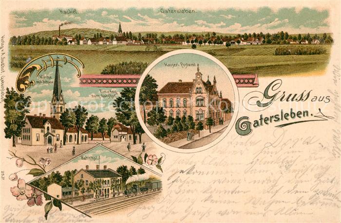 Gatersleben Totalansicht Postamt Kirche Schule Gasthof Bahnhof Deutsche Reichspo