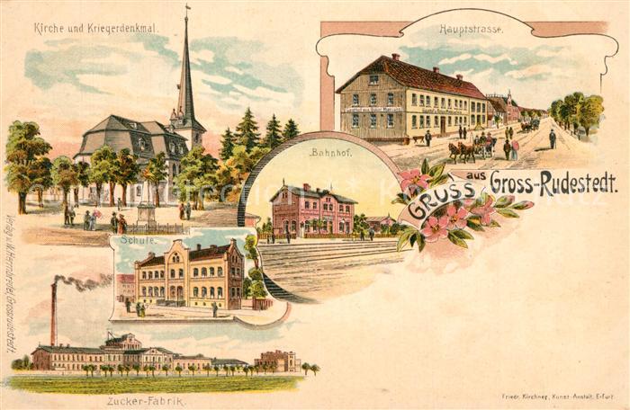 Grossrudestedt Kirche Kriegerdenkmal Hauptstrasse Bahnhof Schule Zuckerfabrik Li