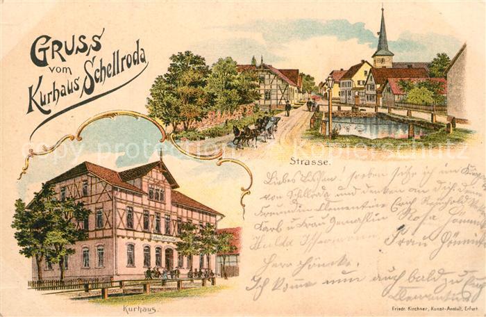 Schellroda Erfurt Hauptstrasse Kirche Kurhaus Litho