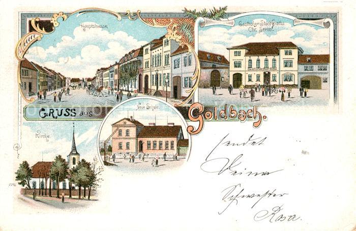 Goldbach Gotha Hauptstrasse Gasthof Schule Kirche Litho