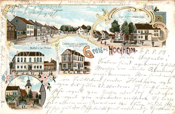 Hochheim Gotha Obergasse Gasthof Kolonialwaren Kirche Deutsche Reichspost Litho