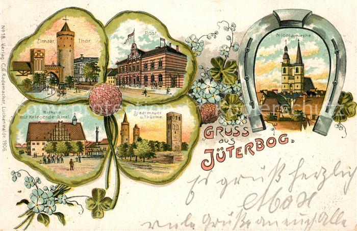 Jueterbog Tor Post Rathaus Stadtmauer Tuerme Nicolaikirche Hufeisen Kleeblatt Li