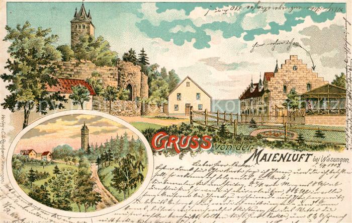 Maienluft Burgruine Litho