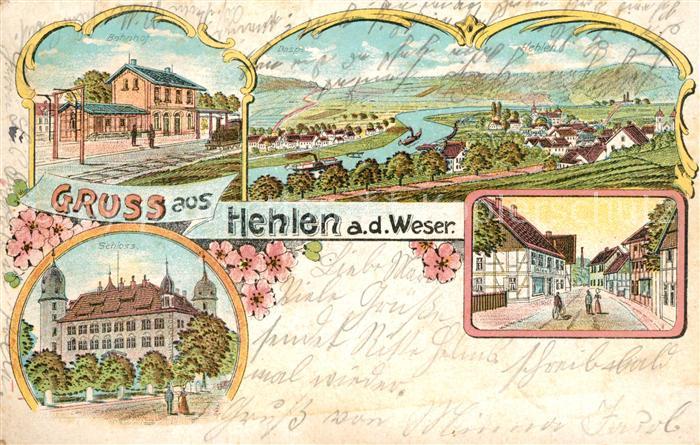 Hehlen Panorama Weserbergland Bahnhof Schloss