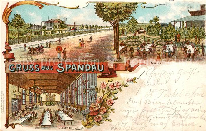 Spandau Gewehrfabrik Garten Speisesaal Litho