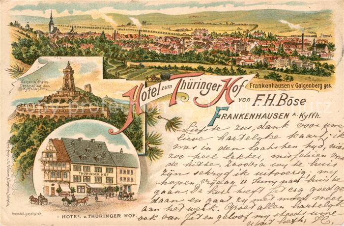 Frankenhausen Bad Panorama Kaiser Wilhelm Denkmal Kyffhaeuser Hotel Deutsche Rei