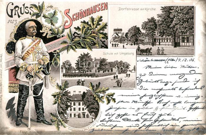 Schoenhausen Elbe Dorfstrasse Kirche Schule Geburtshaus des Fuersten Bismarck Li