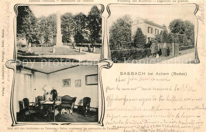 Sasbach Achern Turenne Denkmal Wohnung des Waechters Saal mit Andenken