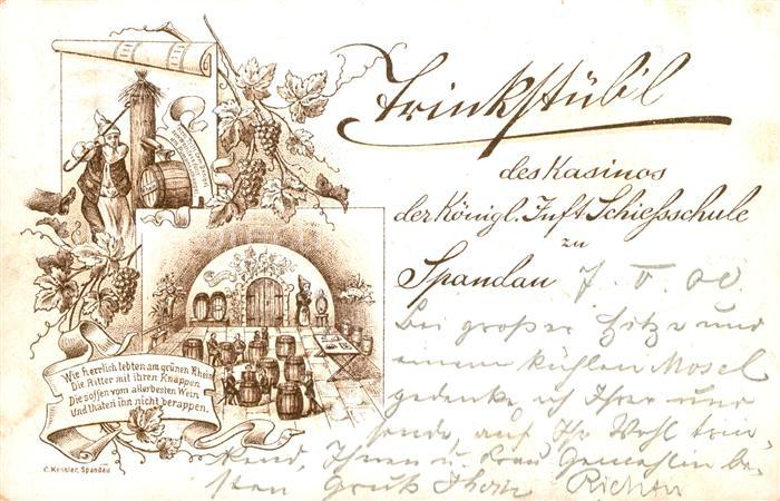 Spandau Trinkstuebl Kasino der Koeniglichen Luftschiessschule Litho