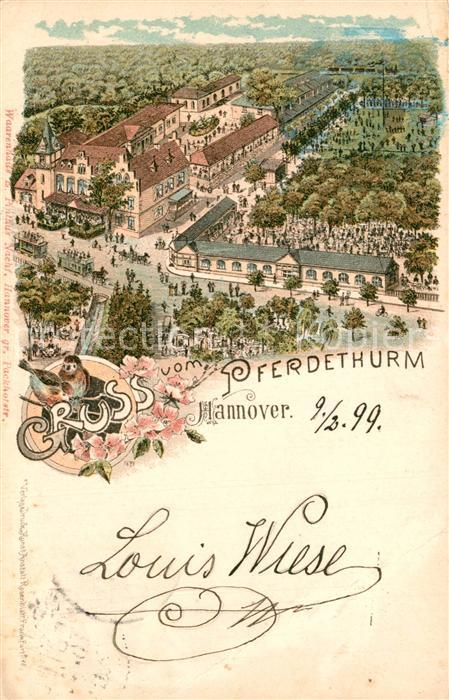 Hannover Panorama Blick vom Pferdeturm Deutsche Reichspost Litho