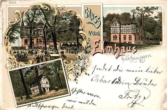Schoeningen Elmhaus Gartenrestaurant Deutsche Reichspost Litho