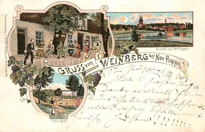 Neu-Ruppin Neuruppin Aussicht auf Alt Ruppin Gaststaette Weinberg Tennisplatz Li