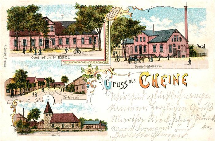 Cheine Gasthof Dampfmolkerei Dorfstrasse Kirche Litho