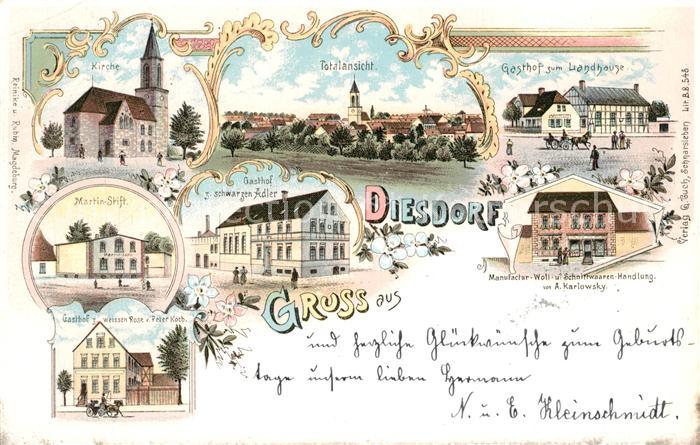 Diesdorf Altmark Totalansicht Kirche Gasthof Martinstift Manufaktur Deutsche Rei