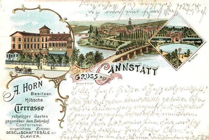 Bad Cannstatt Bahnhof Hotel Stadtpanorama Wilhelma Deutsche Reichspost Litho