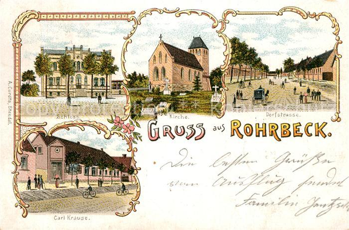 Rohrbeck Iden Stendal Schloss Kirche Dorfstrasse Carl Krause Litho