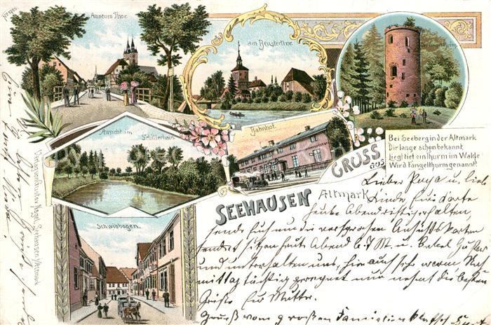 Seehausen Altmark Teilansichten Turm Kirche Bahnhof Schwibbogen Deutsche Reichsp