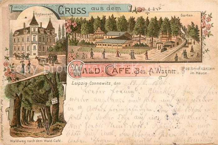Connewitz Waldcafe Garten Restaurant Waldweg Deutsche Reichspost Litho
