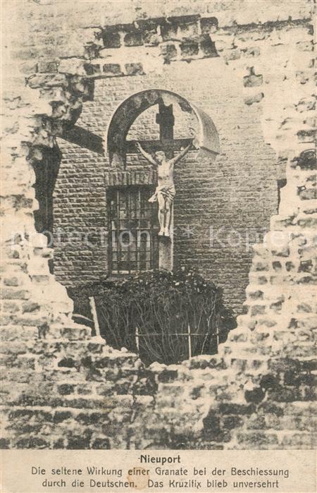 NIEUPORT Nieuwpoort West-Vlaanderen Belgie Granateneinschlag Kruzifix Truemmer 1