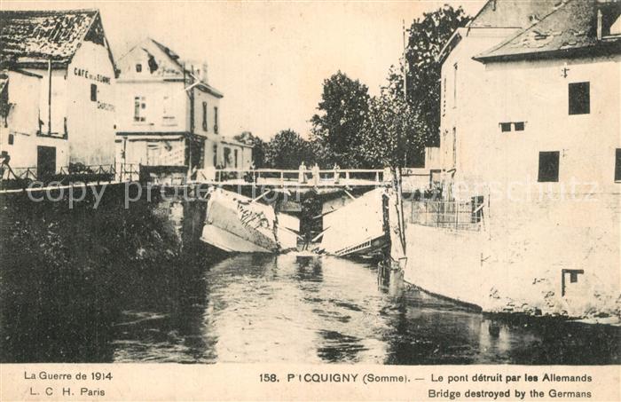 Picquigny Le pont detruit par les Allemands