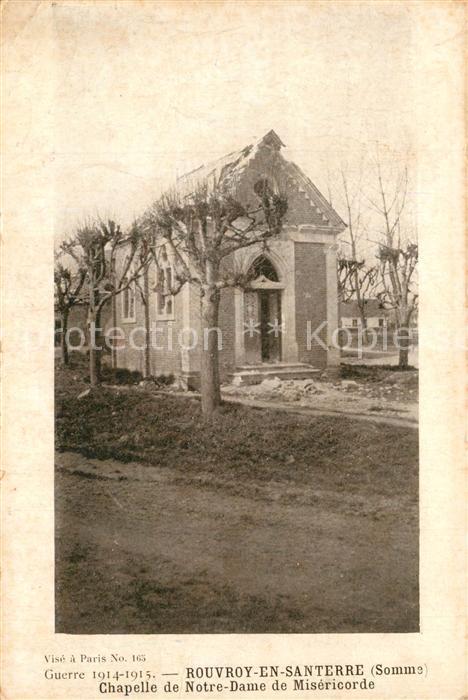 Rouvroy-en-Santerre Guerre 1914-15 Chapelle de Notre Dame de Misericorde