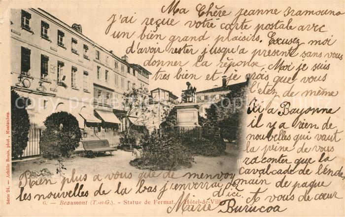 Beaumont-de-Lomagne Statue de Fermat Hotel de Ville