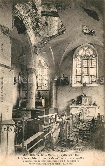Montceaux-les-Provins Bataille de la Marne Sept 1914 Eglise