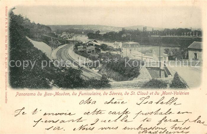 Bas-Meudon Panorama du Funiculaire de Sevres de St Cloud et du Mont Valerien
