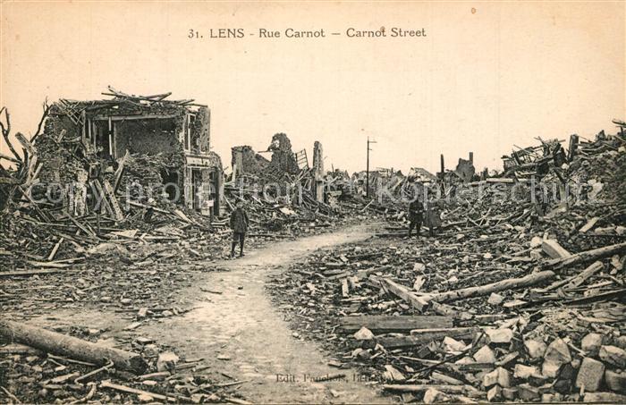 Lens Pas-de-Calais Rue Carnot Guerre 1914-18