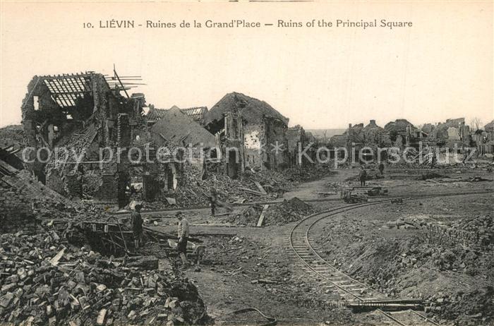 Lievin Ruines de la Grand Place Guerre 1914-18