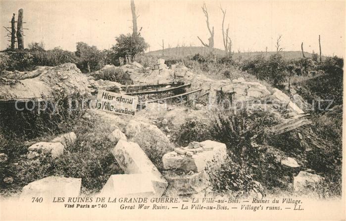 Ville-aux-Bois La Ruinen Grande Guerre